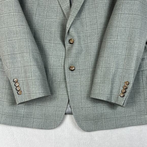Lauren Ralph Lauren Blazer Suit Jacket Mens 48 R Gray Silk Wool Plaid Windowpane - Picture 4 of 12